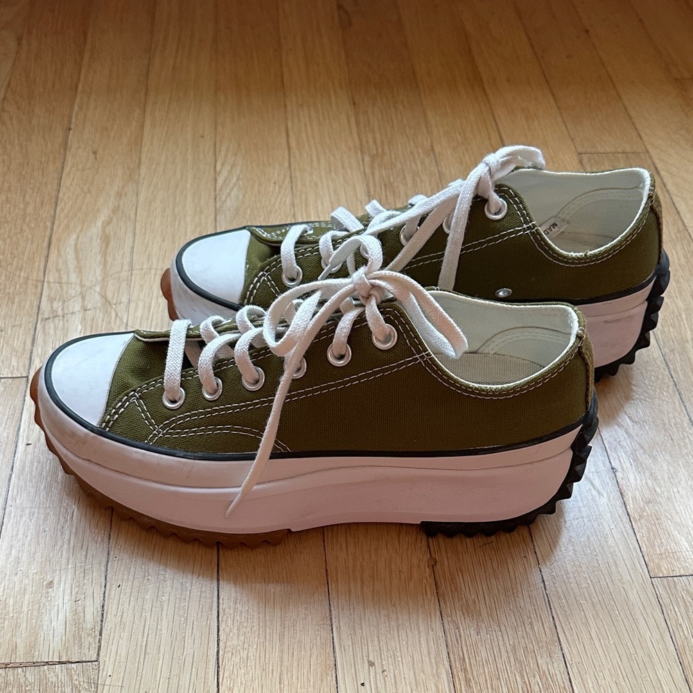 Converse Olive Green Platform Sneakers - Picture 4 of 6